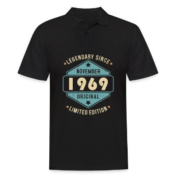Novembre 1969 Vintage Retro Anniversaire - Polo Homme - noir - Devant - Kai (181cm)