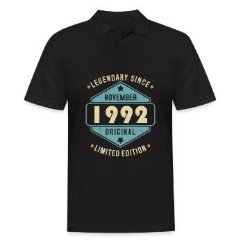 Novembre 1992 Vintage Retro Anniversaire - Polo Homme - noir - Devant - Kai (181cm)
