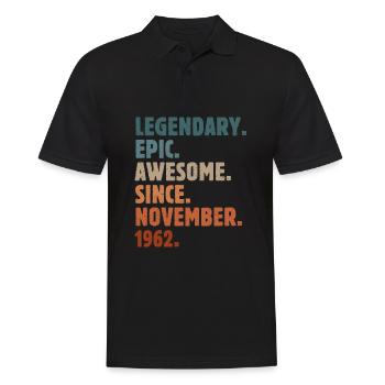 1962 Novembre Vintage Cadeau d’anniversaire - Polo Homme - noir - Devant - Kai (181cm)
