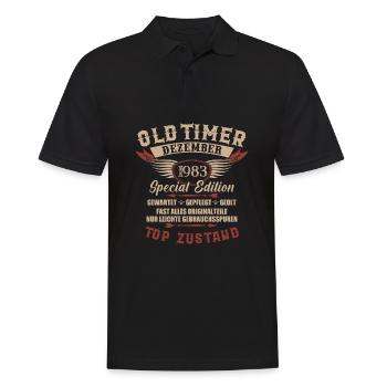 Oldtimer Dezember 1983 Jahrgang Geburtstag - Männer Poloshirt - Schwarz - Vorne - Kai (181cm)