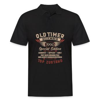 Oldtimer Dezember 1990 Jahrgang Geburtstag - Männer Poloshirt - Schwarz - Vorne - Kai (181cm)