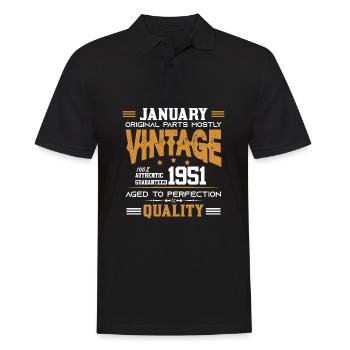 Vintage Aged To Perfection January 1951 - Men's Polo Shirt - black - Front - Kai (181cm)