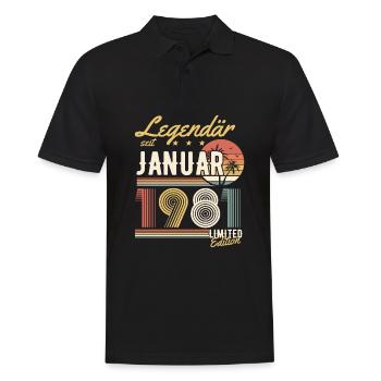 Cadeau d’anniversaire légendaire depuis janvier 1981 - Polo Homme - noir - Devant - Kai (181cm)