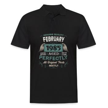 Février 1985 Cadeau d’anniversaire vintage - Polo Homme - noir - Devant - Kai (181cm)