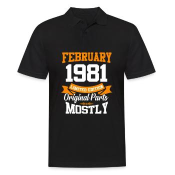 Février 1981 Cadeau d’anniversaire vintage - Polo Homme - noir - Devant - Kai (181cm)