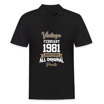 Février 1981 Cadeau d’anniversaire vintage - Polo Homme - noir - Devant - Kai (181cm)