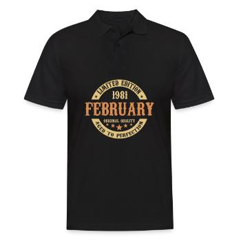Février 1981 Cadeau d’anniversaire vintage - Polo Homme - noir - Devant - Kai (181cm)
