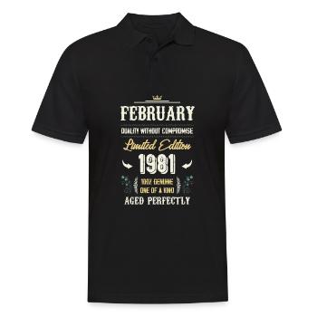 Février 1981 Cadeau d’anniversaire vintage - Polo Homme - noir - Devant - Kai (181cm)