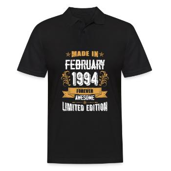 Februar 1994 Vintage Jahrgang Geburtstag - Männer Poloshirt - Schwarz - Vorne - Kai (181cm)