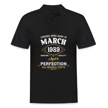 Les légendes sont nées en mars 1989 - Polo Homme - noir - Devant - Kai (181cm)