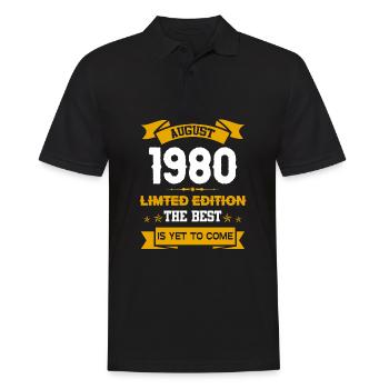 August 1980 Geburtstagsgeschenk - Männer Poloshirt - Schwarz - Vorne - Kai (181cm)