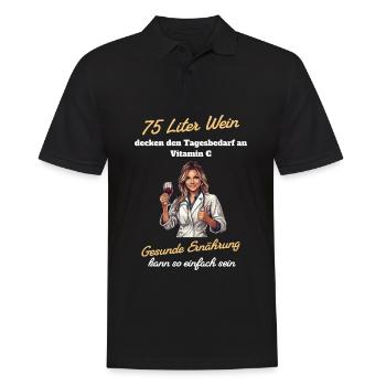75 Liter Wein - Gesunde Ernährung so einfach - Männer Poloshirt - Schwarz - Vorne - Kai (181cm)