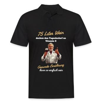 75 Liter Wein - Gesunde Ernährung so einfach - Männer Poloshirt - Schwarz - Vorne - Kai (181cm)