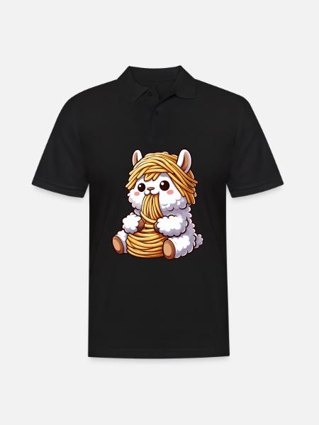 Funny Llama Spaghetti Italian Clumsy - Men's Polo Shirt - black