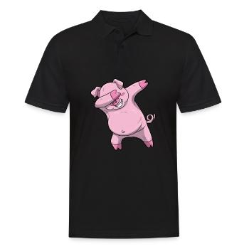 Dabbing Schwein Dab Sau Shirt Kinder Siegespose - Männer Poloshirt - Schwarz - Vorne - Kai (181cm)