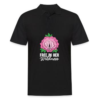 Libre dans sa chemise sauvage Flower Vagin Rose - Polo Homme - noir - Devant - Kai (181cm)