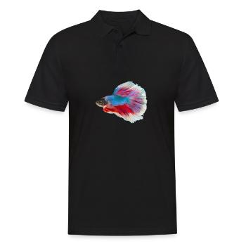 Cadeau coloré de poissons de combat Betta siamois - Polo Homme - noir - Devant - Kai (181cm)
