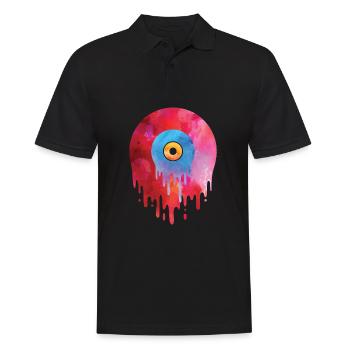 Schmelzende Vinylplatte T-Shirt Oldschool Musik Gr - Männer Poloshirt - Schwarz - Vorne - Kai (181cm)