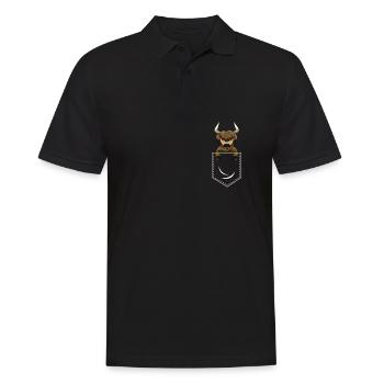 Vache Highland dans la poche - Polo Homme - noir - Devant - Kai (181cm)