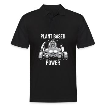 Plant Based Power Gorilla Vegan Kraftsport Fitness - Männer Poloshirt - Schwarz - Vorne - Kai (181cm)