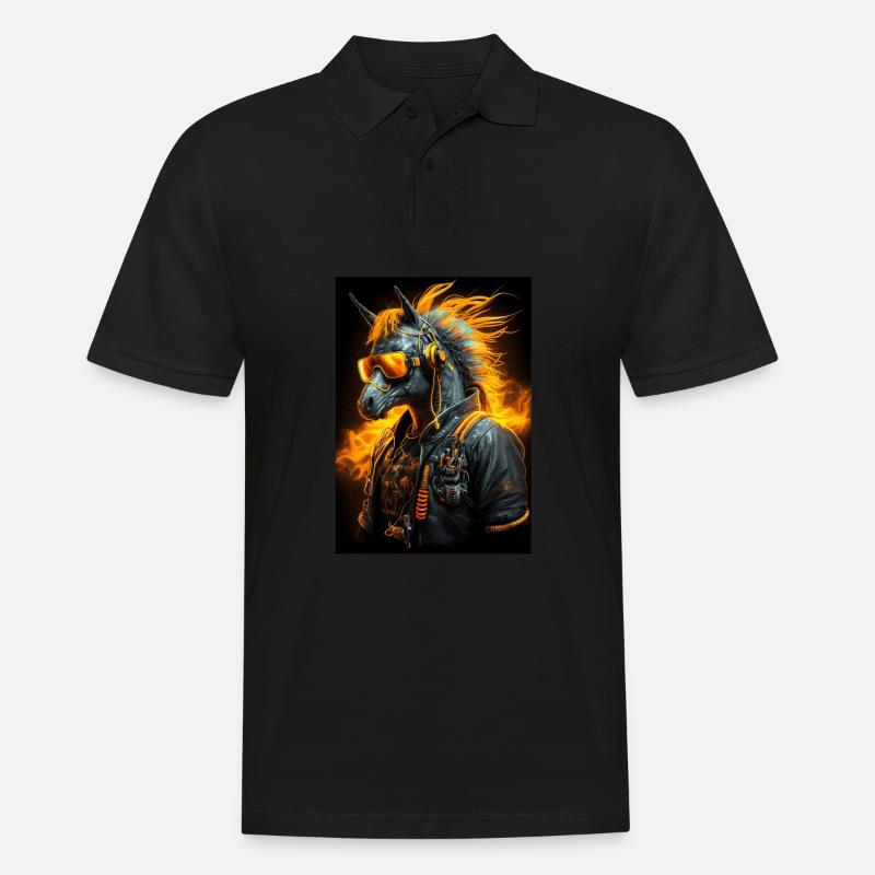Cooles Biker-Pferd - Männer Poloshirt - Schwarz