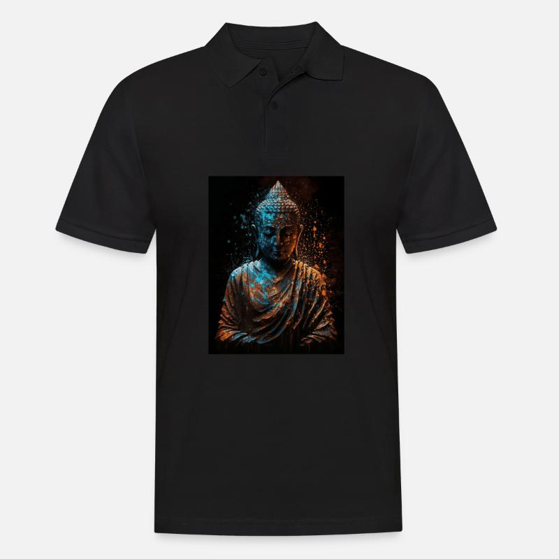 Friedliche abstrakte Buddha-Statue - Männer Poloshirt - Schwarz