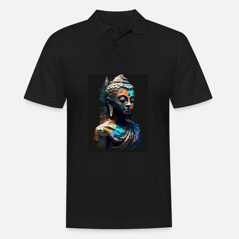 Abstrakte Buddha-Statue - Männer Poloshirt - Schwarz