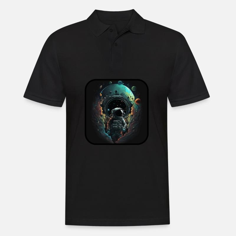Abstract Astronaut - Männer Poloshirt - Schwarz