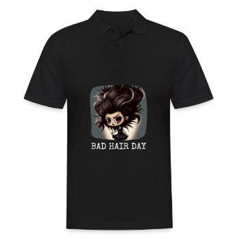 Bad Hair Day Sarkastisches Design - Männer Poloshirt - Schwarz - Vorne - Kai (181cm)