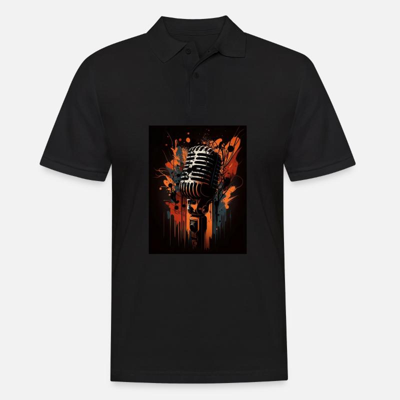 Abstraktes Mikrofon - Männer Poloshirt - Schwarz