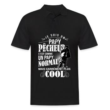papy pêcheur le plus cool, fête, pêcheur - Polo Homme - noir - Devant - Kai (181cm)