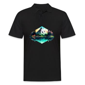 Beau paysage avec des montagnes, cadeau de randonnée - Polo Homme - noir - Devant - Kai (181cm)