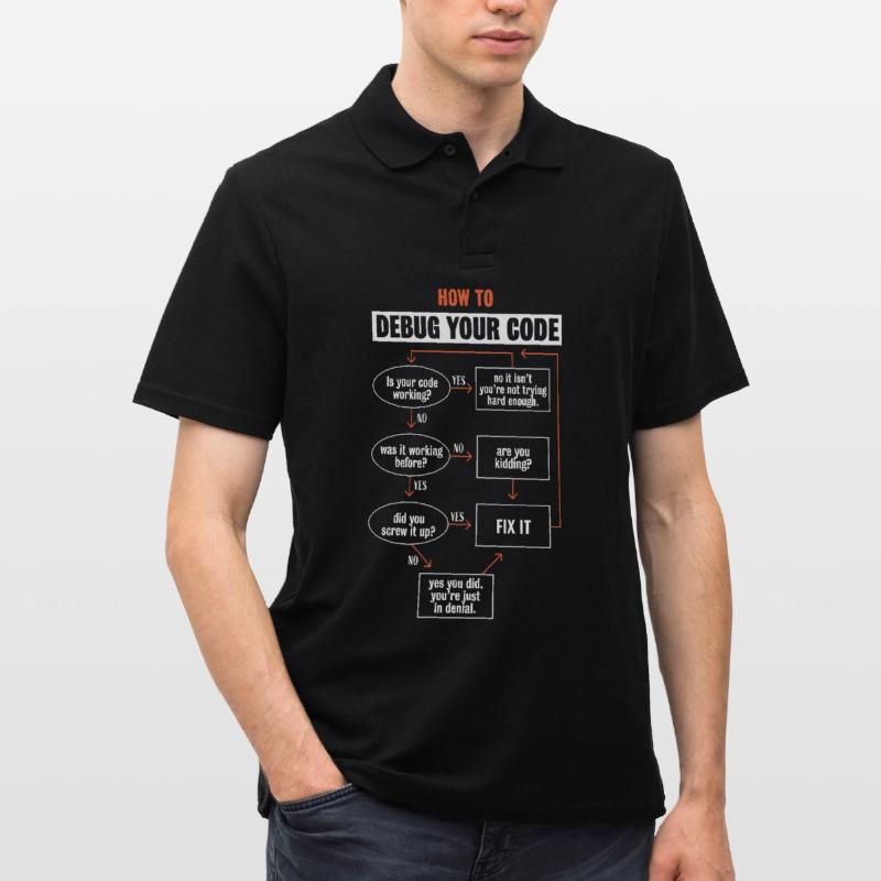 "Comment déboguer votre code" Funny Programmer Coding Polo Homme