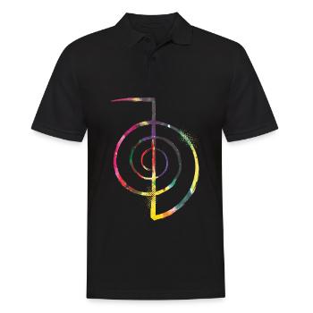 Reiki Symbol - Männer Poloshirt - Schwarz - Vorne - Kai (181cm)