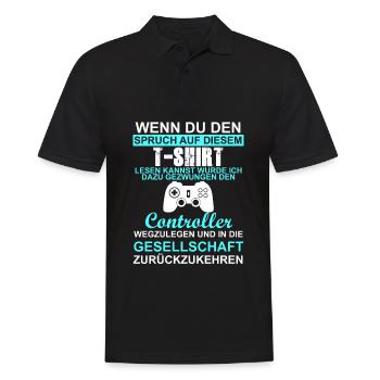 Gamer Zocker Games Pc - Lustiges Gaming Spruch - Männer Poloshirt - Schwarz - Vorne - Kai (181cm)
