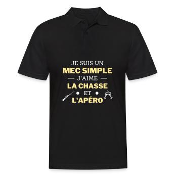 t shirt humour chasse apero mec simple j'aime - Polo Homme - noir - Devant - Kai (181cm)