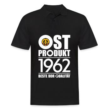 OSTPRODUKT 1962 DDR OSSI 64. GEBURTSTAG - Männer Poloshirt - Schwarz - Vorne - Kai (181cm)