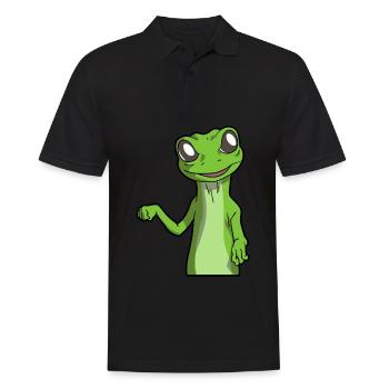 Gecko | Amphibien Haustier Tiere Eidechse Geschenk - Männer Poloshirt - Schwarz - Vorne - Kai (181cm)