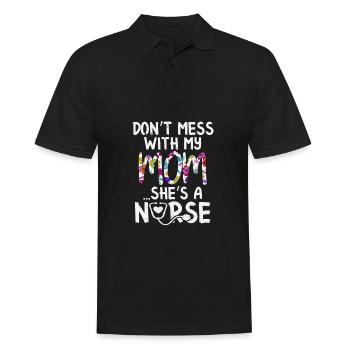 Don t Mess With My Mom She s A Nurse T-shirt - Men's Polo Shirt - black - Front - Kai (181cm)