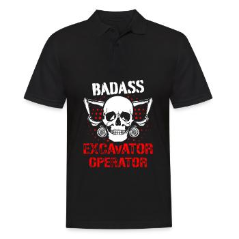 Construction worker excavator skull - Men's Polo Shirt - black - Front - Kai (181cm)