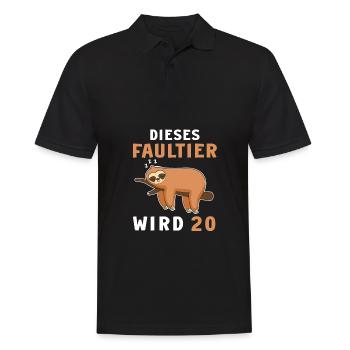 Lustiger Faultier 20 Geburtstag 20 Jahre Spruch - Männer Poloshirt - Schwarz - Vorne - Kai (181cm)