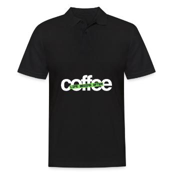 Citation de vie drôle La vie commence après le café - Polo Homme - noir - Devant - Kai (181cm)