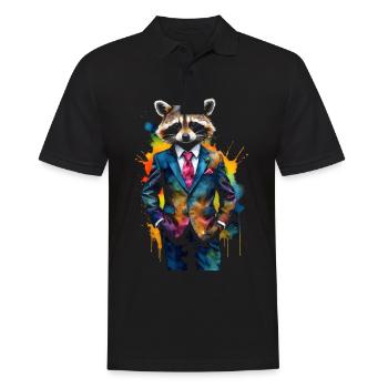 Costume de raton laveur Imprimé de conception animale colorée - Polo Homme - noir - Devant - Kai (181cm)
