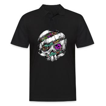 Sliced Skull with doodles - Men's Polo Shirt - black - Front - Kai (181cm)