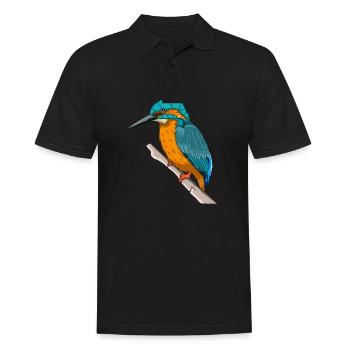Kingfisher on a branch colorful gift bird - Men's Polo Shirt - black - Front - Kai (181cm)