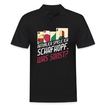 Natürlich spiele ich Schafkopf - Männer Poloshirt - Schwarz - Vorne - Kai (181cm)