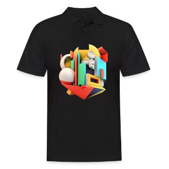 3D - Männer Poloshirt - Schwarz - Vorne - Kai (181cm)