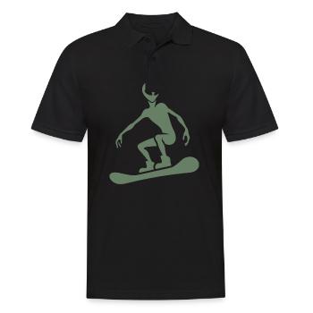 Design minimaliste : Alien Snowboarder Silhoue - Polo Homme - noir - Devant - Kai (181cm)