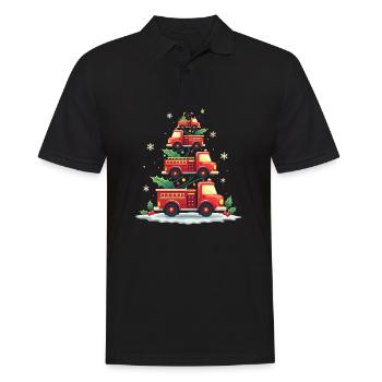 Camion de pompiers drôle, Camion de pompiers, Noël - Polo Homme - noir - Devant - Kai (181cm)