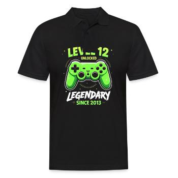 Niveau 12 Anniversaire Jeune Gamer Drôle 2013 - Polo Homme - noir - Devant - Kai (181cm)